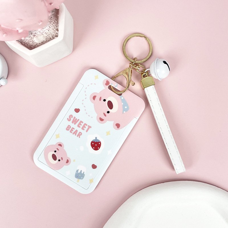 Little Bear Card Holder School Badge Relief Card Bag Cute Unisex Id Set Protective Cover