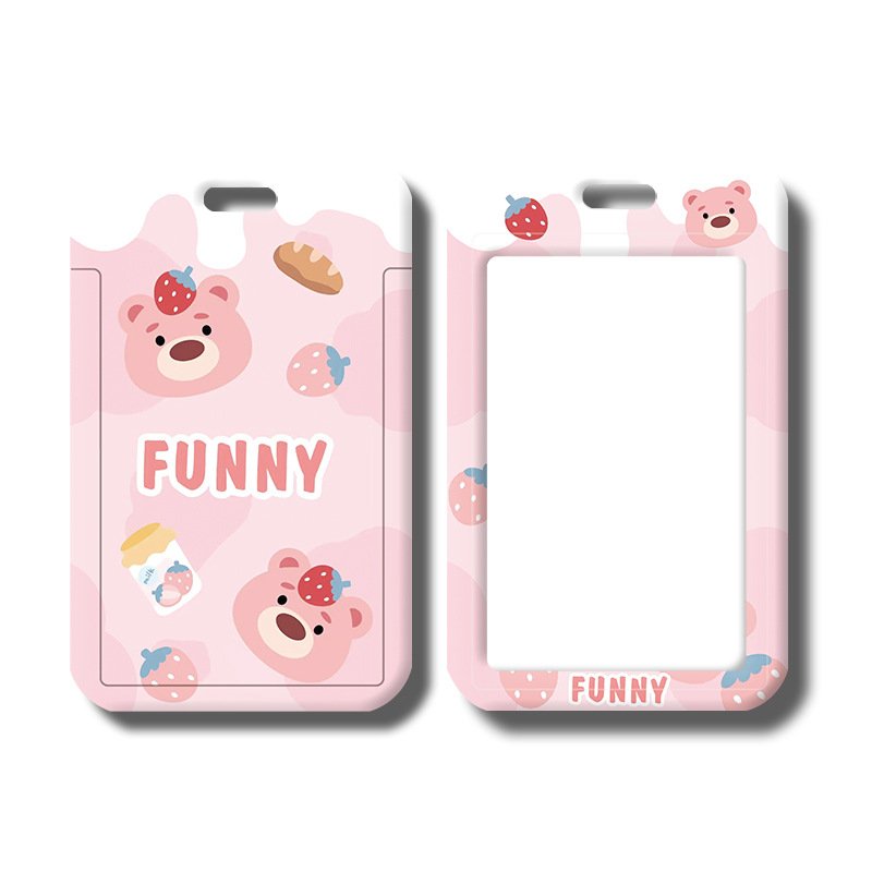 Little Bear Card Holder School Badge Relief Card Bag Cute Unisex Id Set Protective Cover