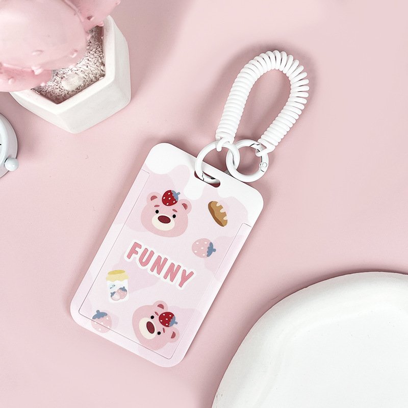 Little Bear Card Holder School Badge Relief Card Bag Cute Unisex Id Set Protective Cover