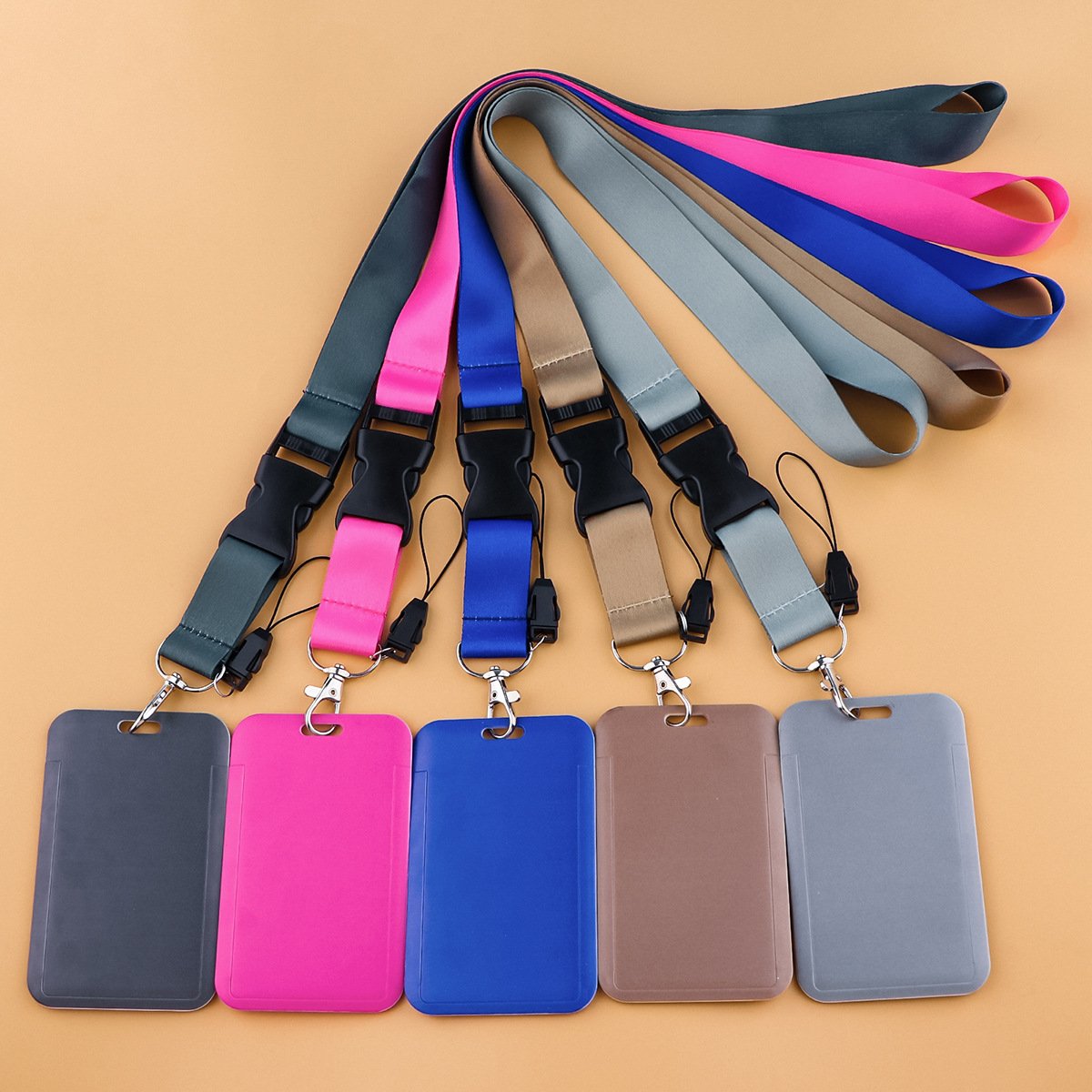 Custom Polyester Sublimation 1 inch Solid Color Detachable Neck Strap Lanyard with Staff ID Badge Holder