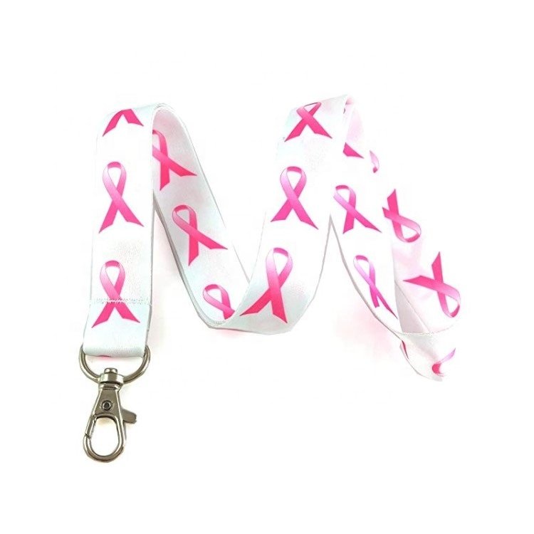 JF Gifts 2024 Motivational Lanyard / Pink Ribbon Breast Cancer Awareness Lanyard Key Chain Id Badge Holder