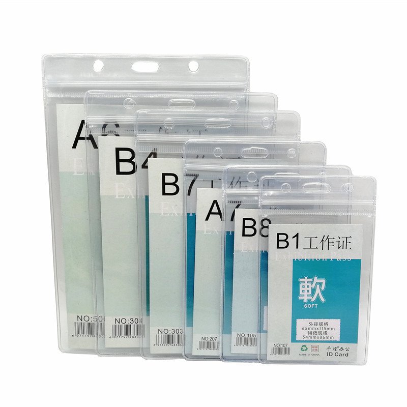 4x6 Inch Waterproof Vertical ID Badge Holder A6 Size Card Holder Pouches IC Card Plastic Pocket Protector