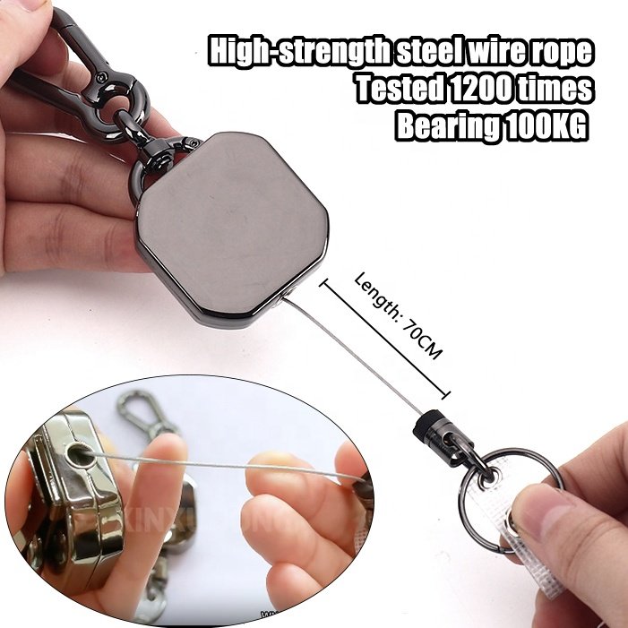 Square Metal Heavy Duty Badge Reel ID Nurse Badge Reel Clip Keychain Retractable Multitool Badge Holder for Nurse Accessories