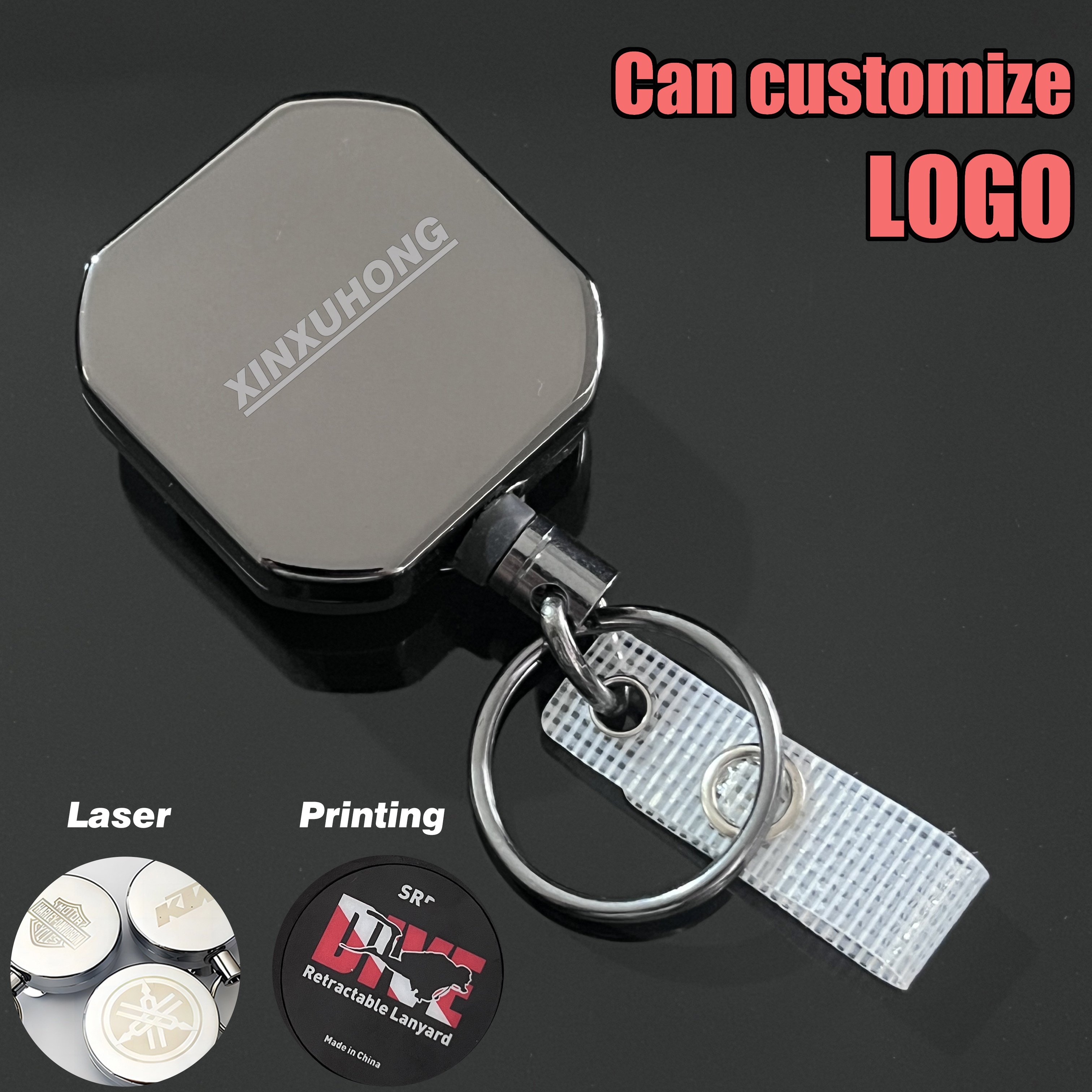 Square Metal Heavy Duty Badge Reel ID Nurse Badge Reel Clip Keychain Retractable Multitool Badge Holder for Nurse Accessories