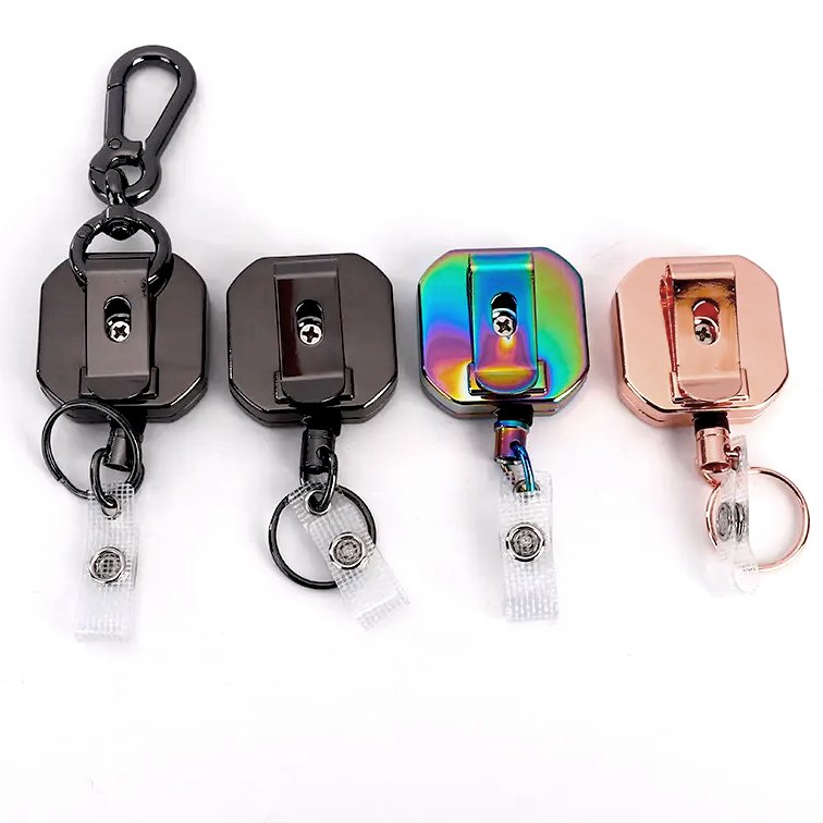 Square Metal Heavy Duty Badge Reel ID Nurse Badge Reel Clip Keychain Retractable Multitool Badge Holder for Nurse Accessories
