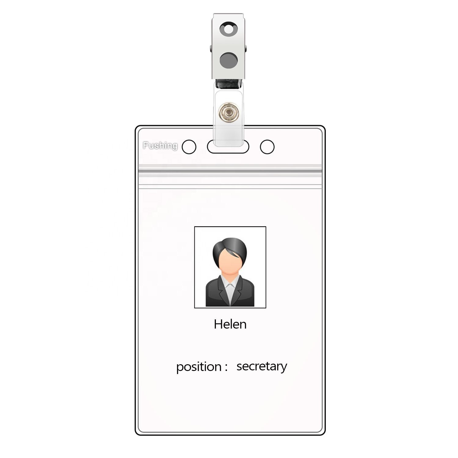 Extra Thick ID Card Badge Holder Vertical Clear PVC Card Holder with Waterproof Resealable Zip Type