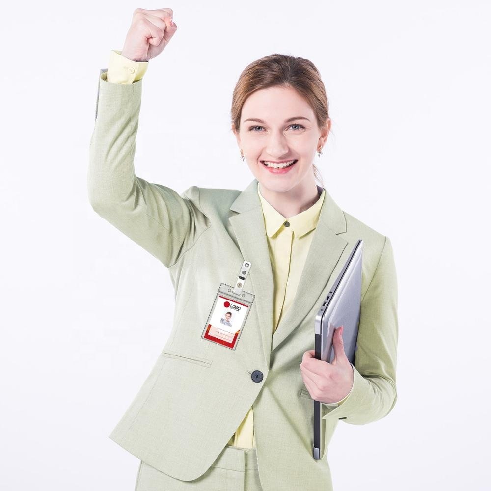 Extra Thick ID Card Badge Holder Vertical Clear PVC Card Holder with Waterproof Resealable Zip Type