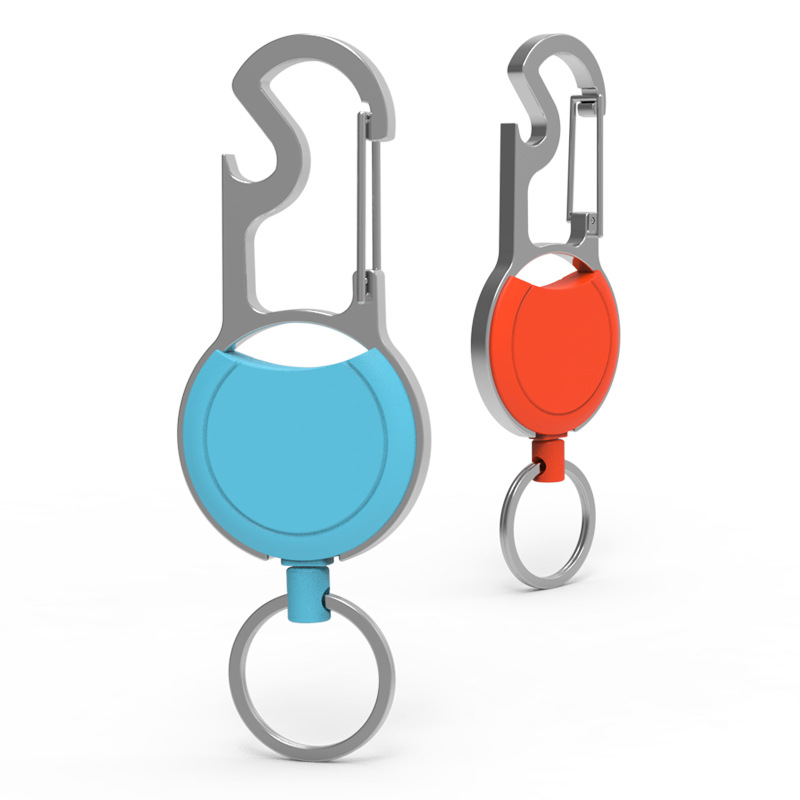 Pullther 2024 New Zinc Alloy Metal Lock with Scalable Badge Scroll Keychain Customized Logo Identification Holder