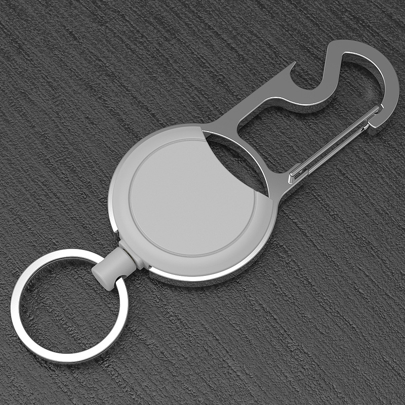Pullther 2024 New Zinc Alloy Metal Lock with Scalable Badge Scroll Keychain Customized Logo Identification Holder