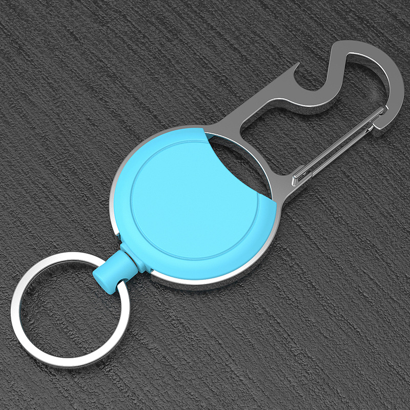 Pullther 2024 New Zinc Alloy Metal Lock with Scalable Badge Scroll Keychain Customized Logo Identification Holder