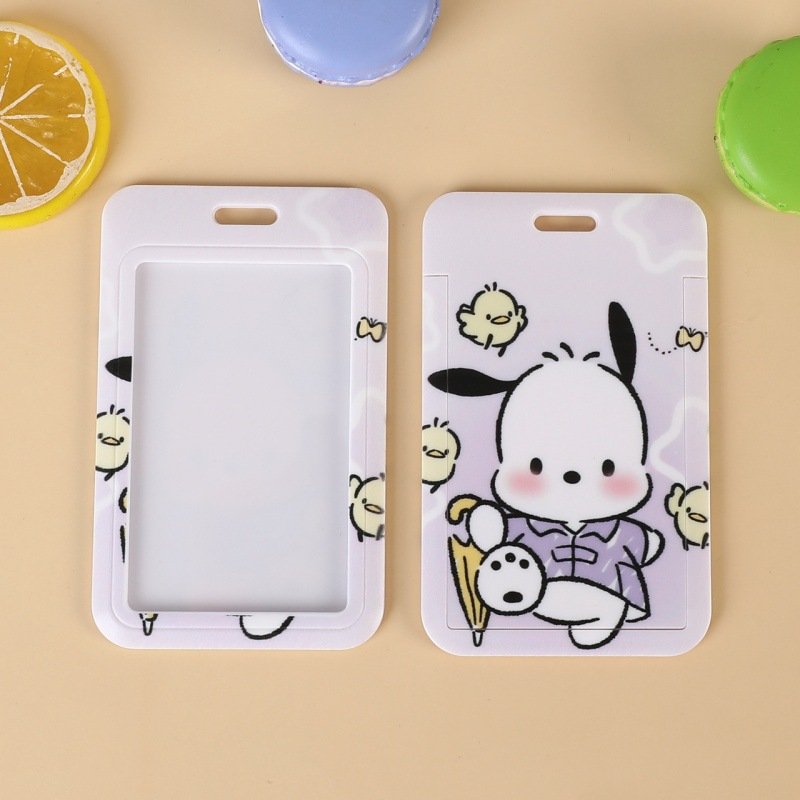 Custom Cartoon Pacha Dog Lanyard and Bus Card Protective Cover Plastic Key Chain Set for Students Campus Schoolbag Cardholder