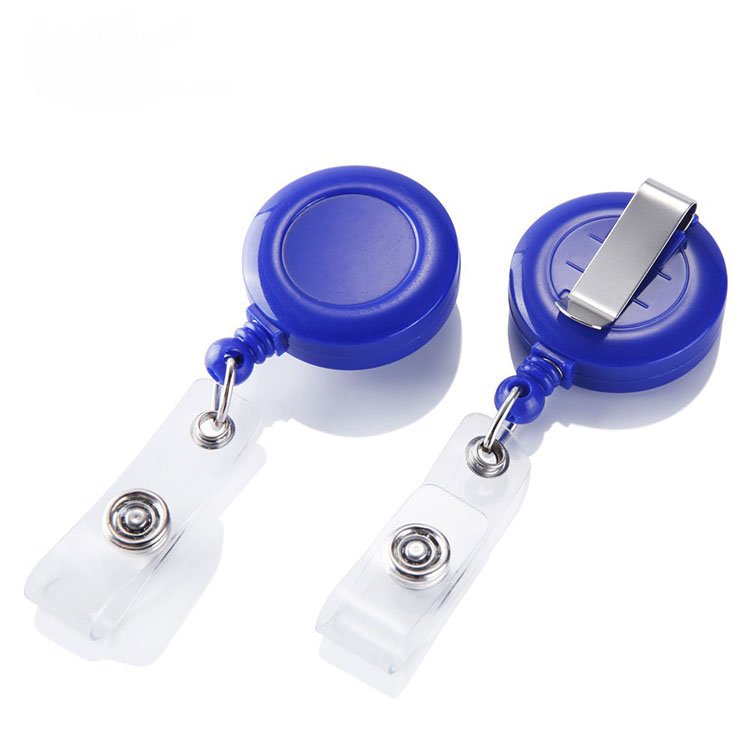 Promotion gifi cheap Design color ID Name Card Metal Badge Holder clip Retractable Badge Reel keychain with lanyard