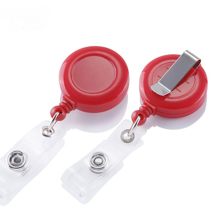 Promotion gifi cheap Design color ID Name Card Metal Badge Holder clip Retractable Badge Reel keychain with lanyard