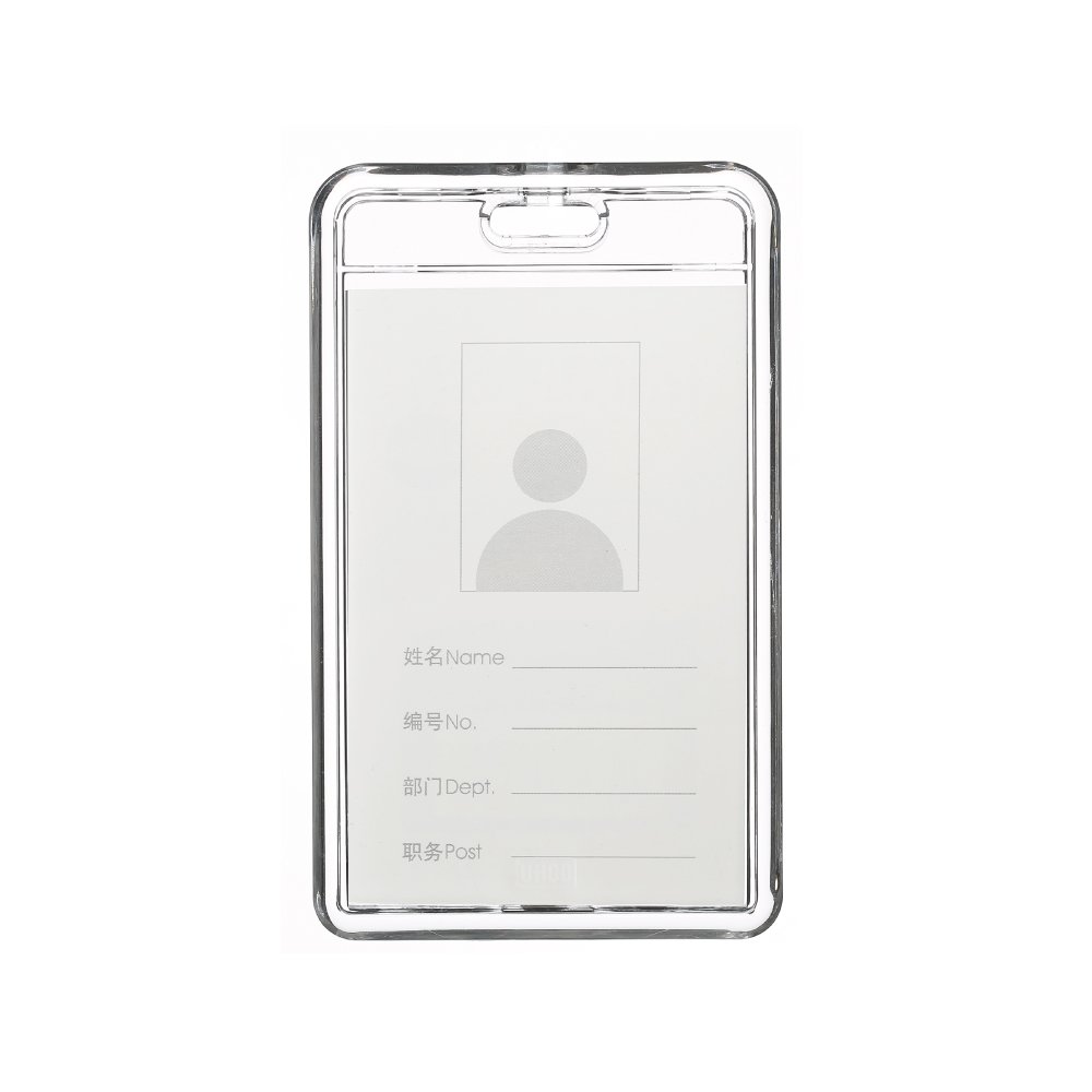 UHOO Arc Design Vertical High Transparent Acrylic ID Card & Business Badge Holder for School & Office Use