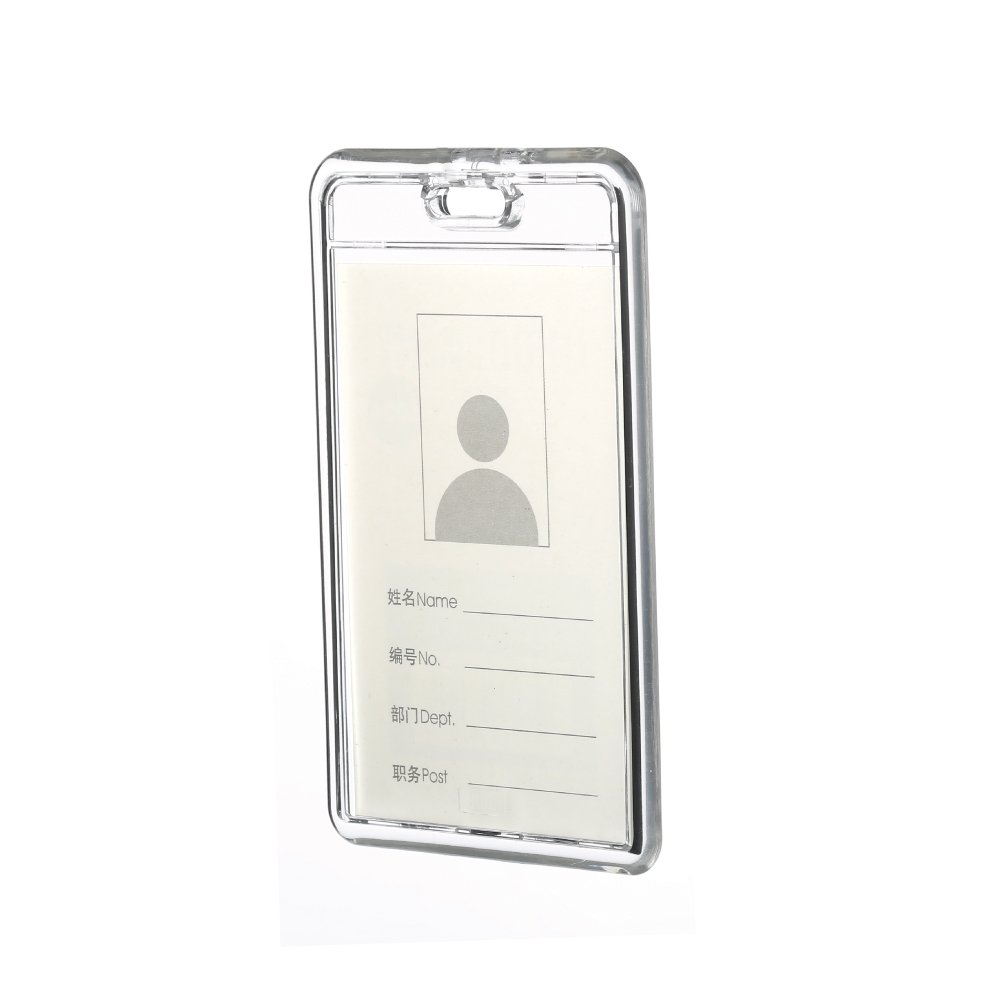 UHOO Arc Design Vertical High Transparent Acrylic ID Card & Business Badge Holder for School & Office Use