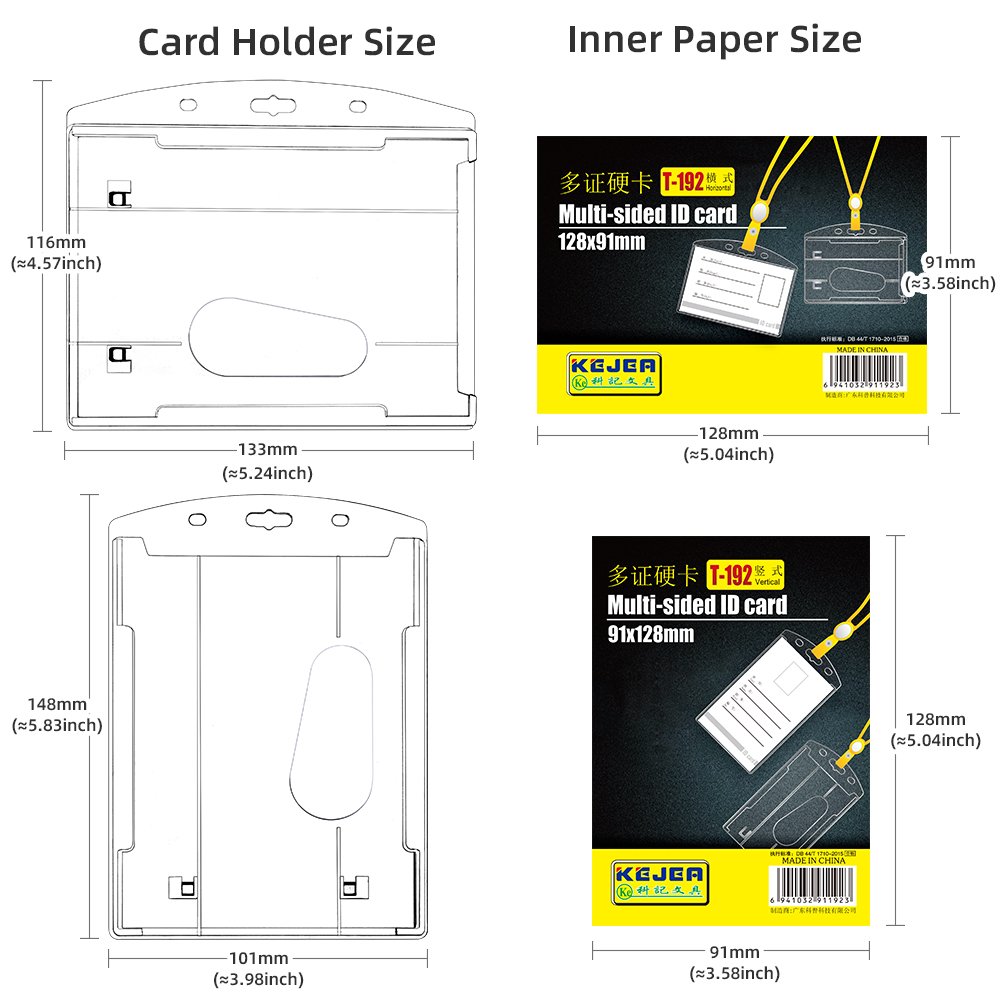 Heavy Duty ID Card Holder Horizontal Clear Card Protector Thumb Slot Card Case School Office Supplier