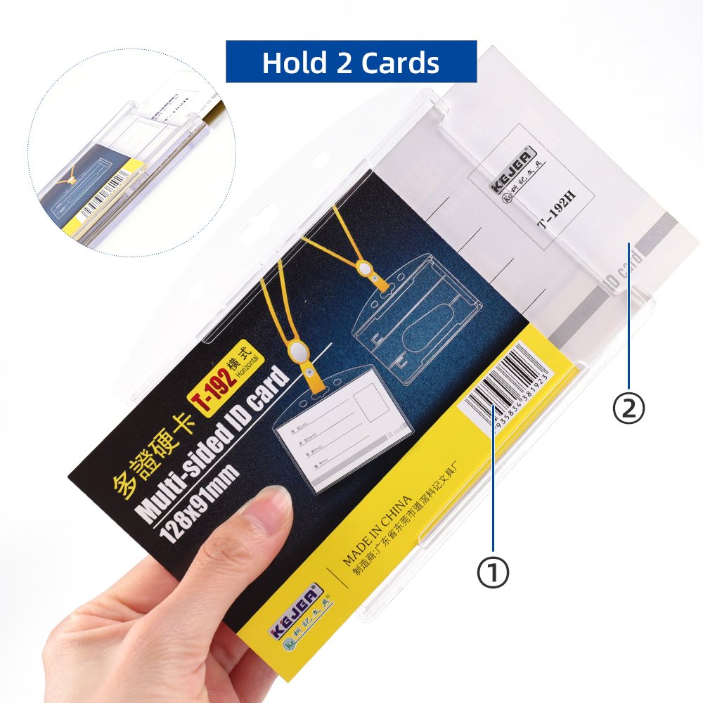 Heavy Duty ID Card Holder Horizontal Clear Card Protector Thumb Slot Card Case School Office Supplier