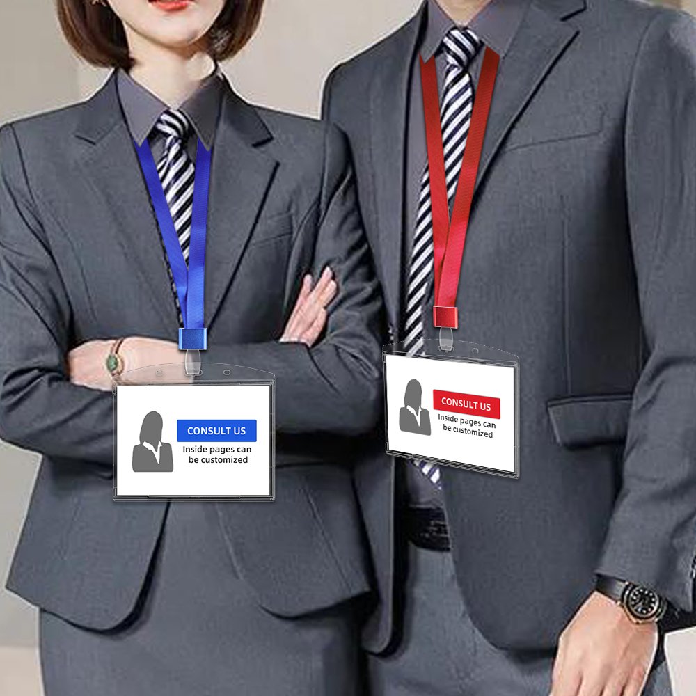 Heavy Duty ID Card Holder Horizontal Clear Card Protector Thumb Slot Card Case School Office Supplier
