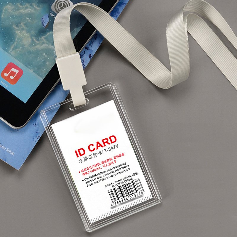Wholesale Clear Acrylic Hard Factory Badge Star-Chasing Students Meeting Office Work Name Badge Id Cards Holder With Lanyard