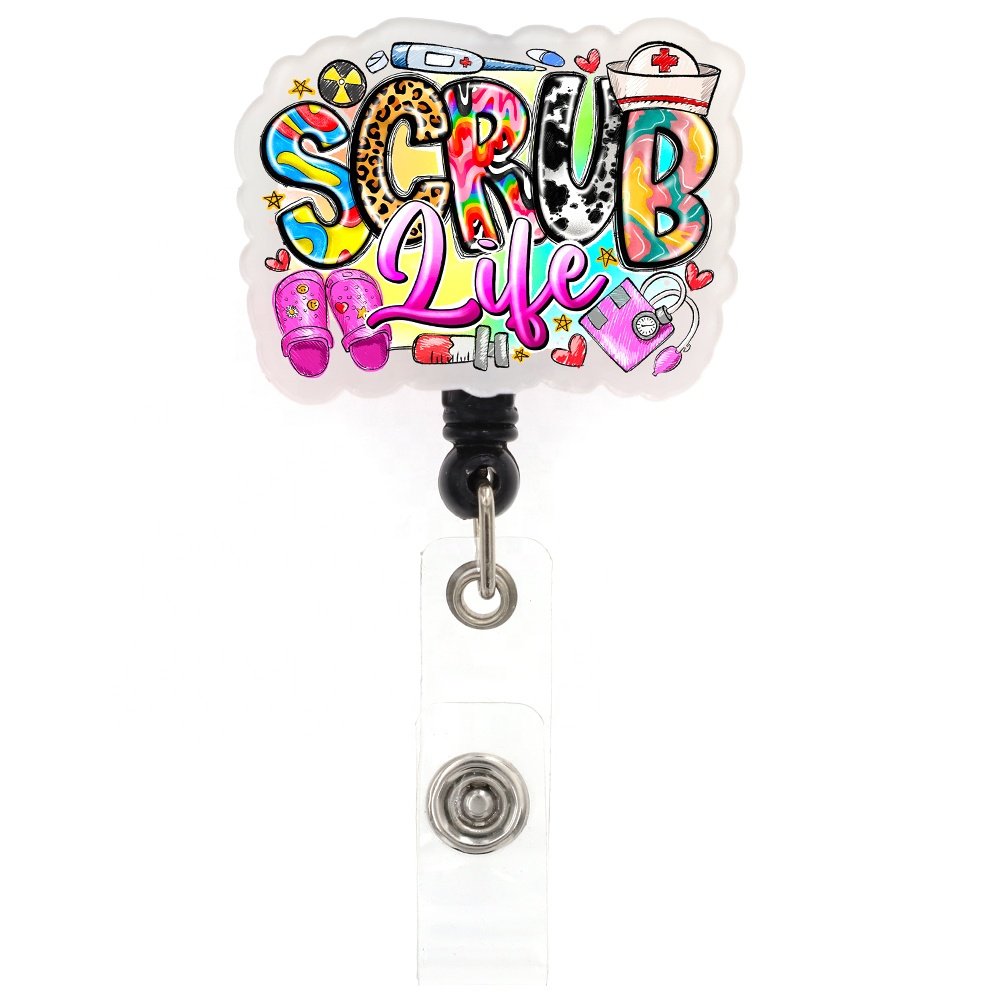 Mix Medical Series Scrub Life ER Nurse Thanksgiving Christmas Halloween Acrylic Badge Reel For Nurse Doctor Holiday Accessories