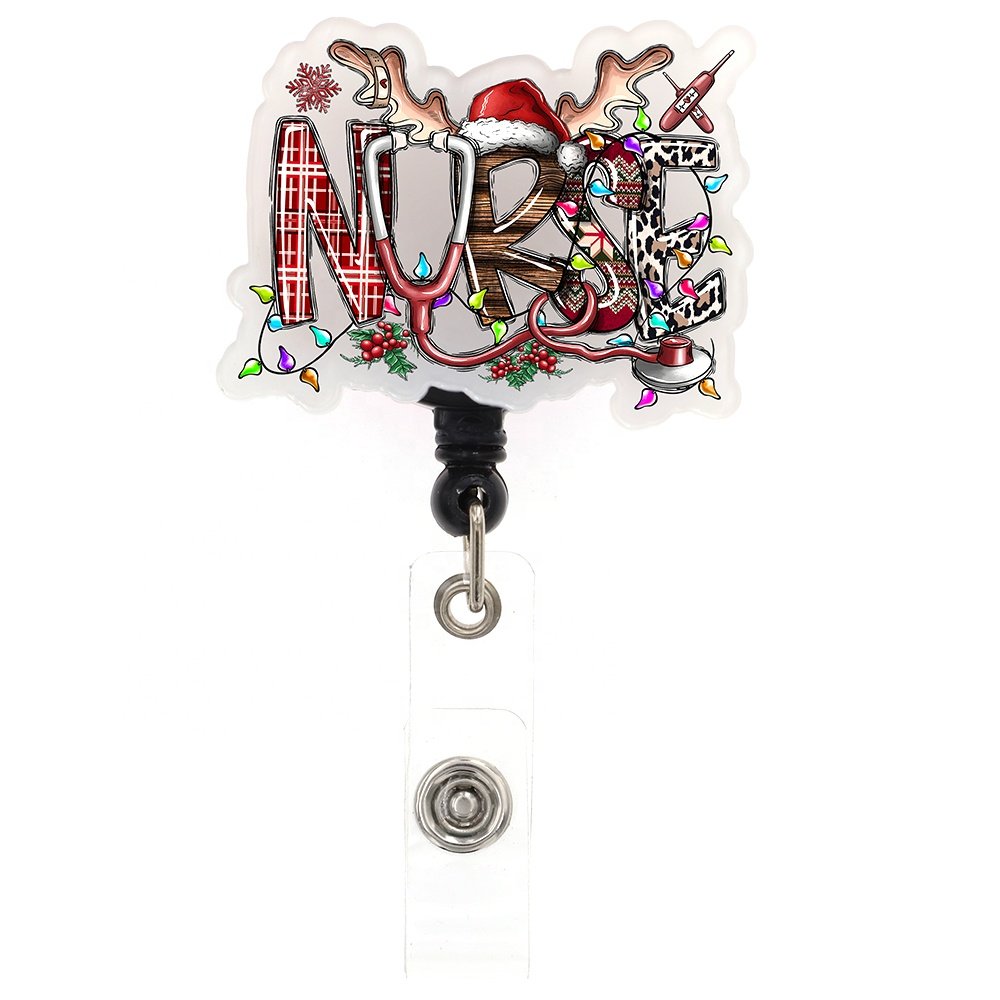 Mix Medical Series Scrub Life ER Nurse Thanksgiving Christmas Halloween Acrylic Badge Reel For Nurse Doctor Holiday Accessories