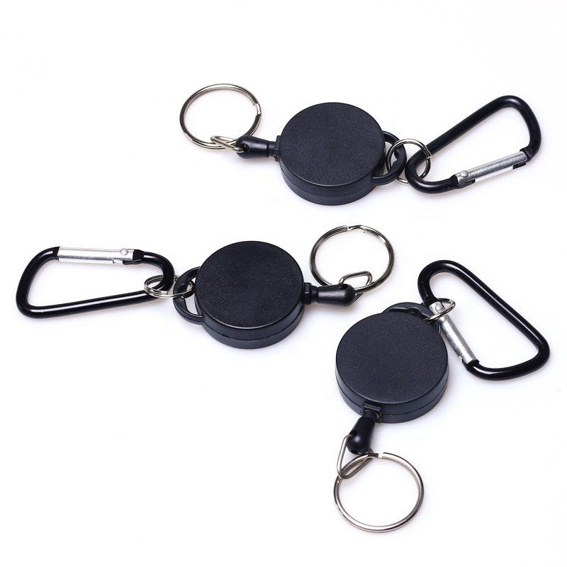 Carabiner retractable id badge reel with kingring yoyo card holder