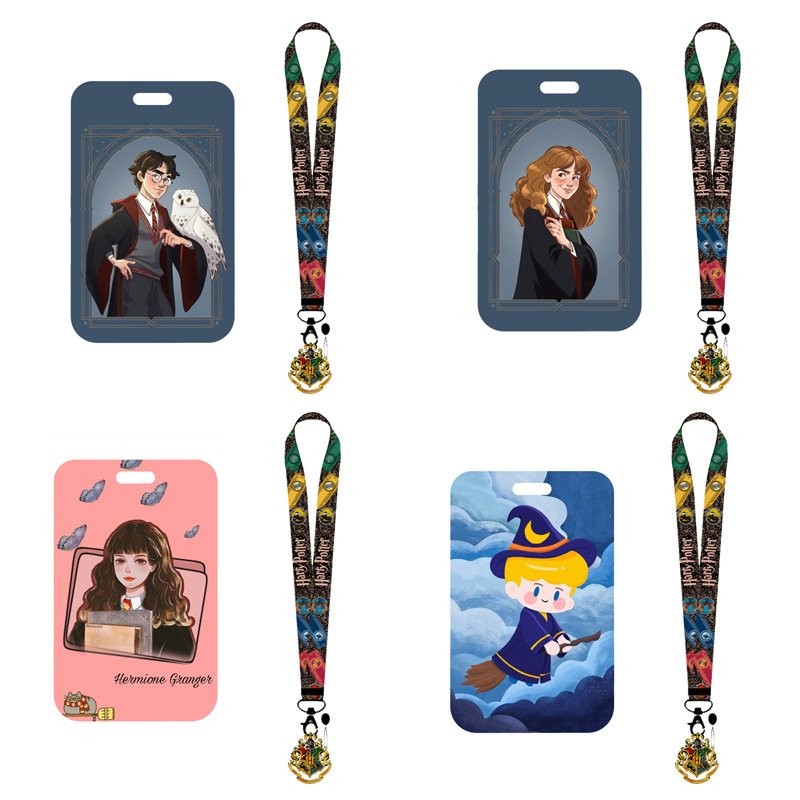 Cute Cartoon Character HP Anime Lanyard Keychain with Name Badge Card Holder Student and Teacher ID Card Holder