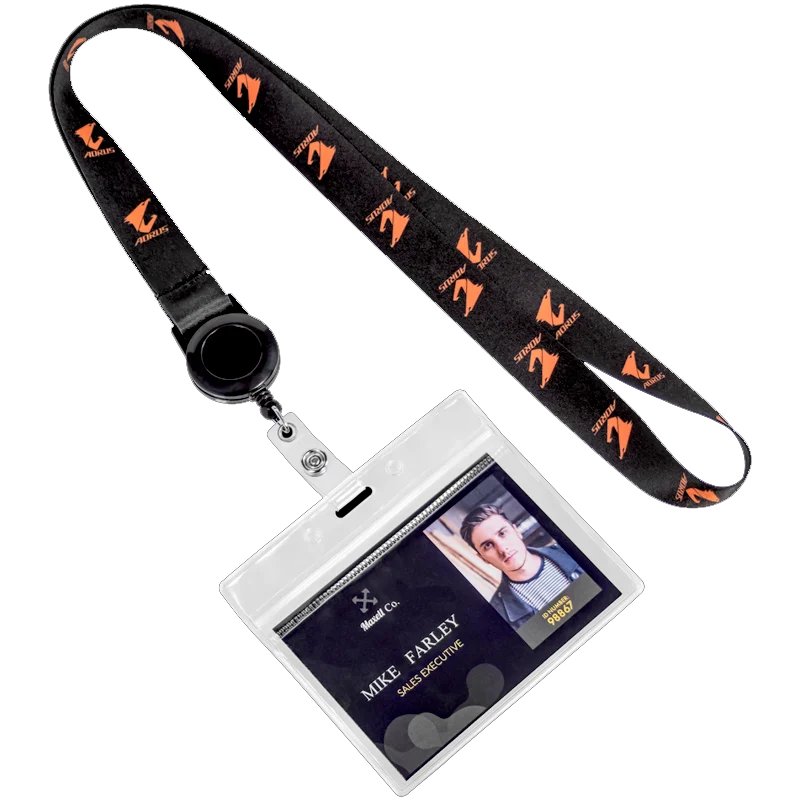 Custom Badge Reel Full Color Custom Lanyards With Badge Holder Printed Lanyard With Card Holders id lace lanyard