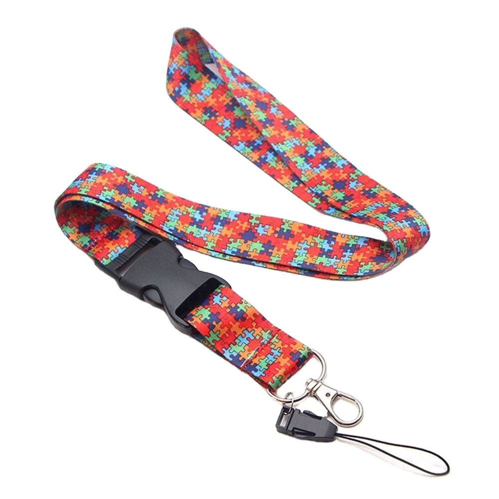 Lanyard Manufacture Puzzle Piece Lanyard Keychain Webbing Ribbon Hang Rope with Key Ring ID Card Pass Gym Badge Holders Gift