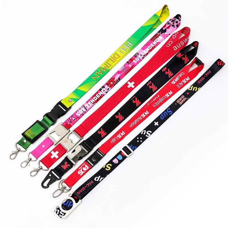 OEM Cheap Key ID Badge Holder Printed Polyester Neck Lanyard with Bottle Opener