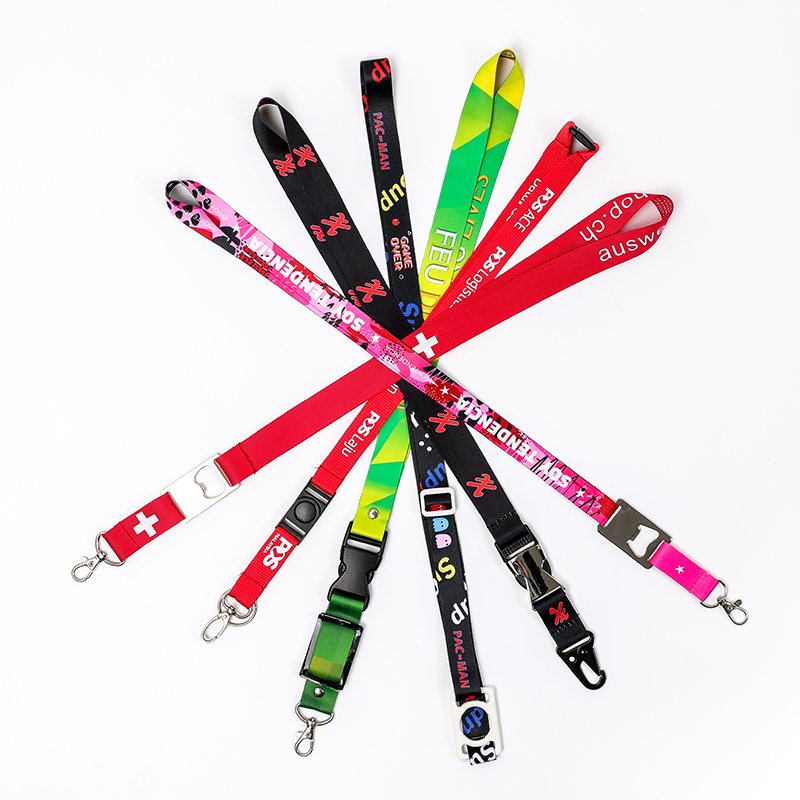OEM Cheap Key ID Badge Holder Printed Polyester Neck Lanyard with Bottle Opener