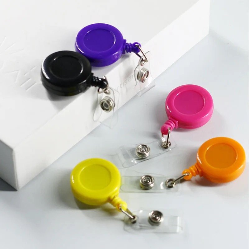 Custom logo Retractable Plastic Alligator clip badge reel retractable Nurse Badge Holder Silicone Beaded ID Badge reel holder