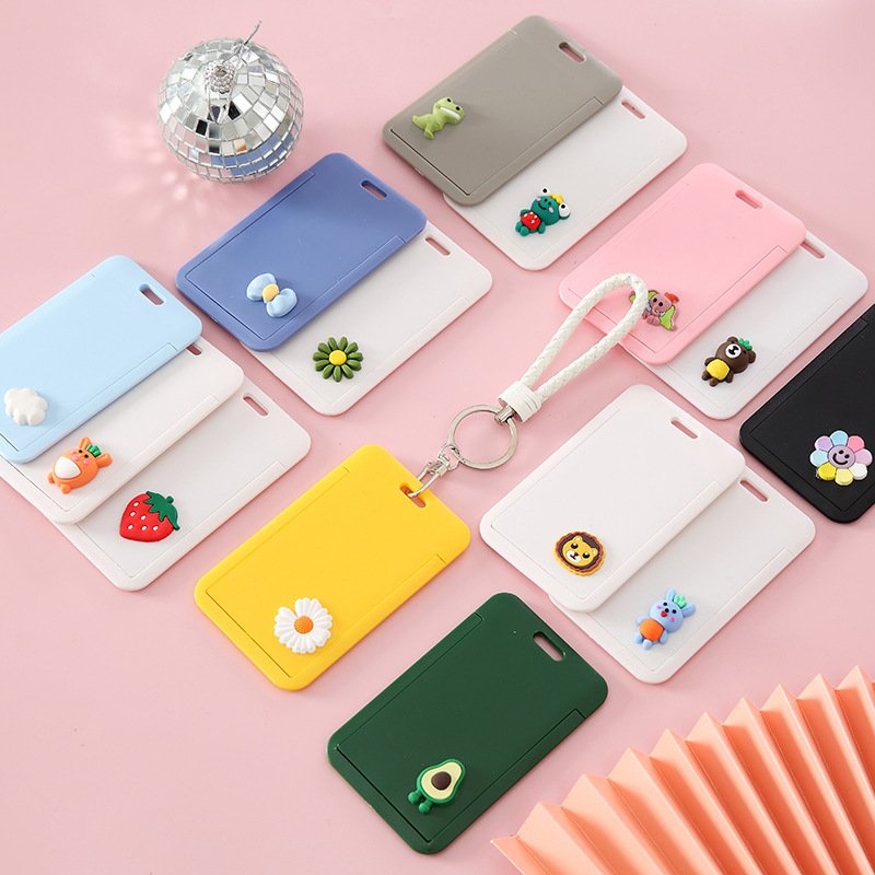 Custom Cute ID Card Holder Keychain Meal Card Protective Case Badge Holder with Retractable Reel for Kids Teens Back to School
