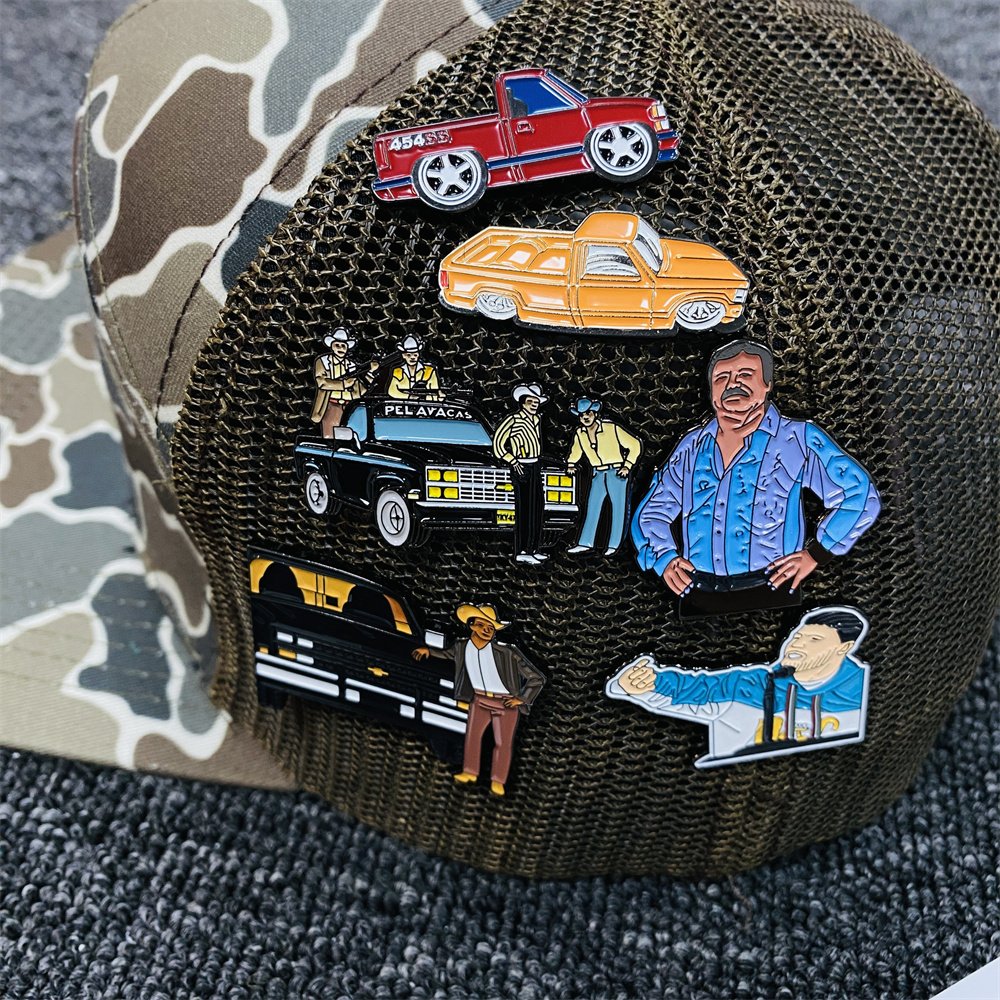 Custom Metal Badges Enamel Mexican Cap Pin Aggregate Flag Coloring Car Chevy Lapel Pin For Chapo Hat Pin