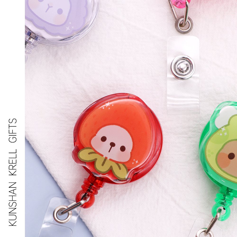 Custom office supplies 360 rotating retractable epoxy work gift new product ID business card badge holder badge reel custom