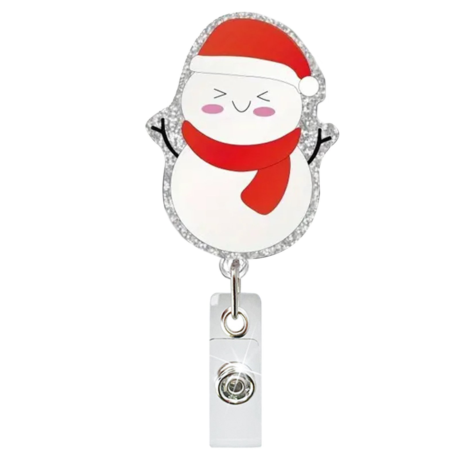 Christmas Badge Reel Retractable Nursing Badge Clips for Nurse Doctor Medical Worker Nursing Student (Snowman)