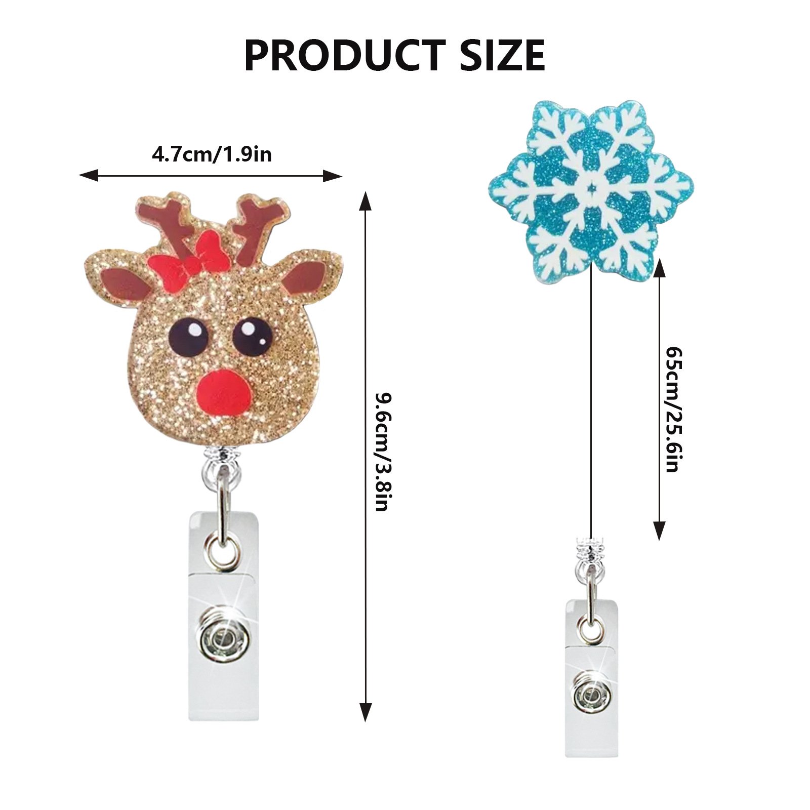 Christmas Badge Reel Retractable Nursing Badge Clips for Nurse Doctor Medical Worker Nursing Student (Snowman)