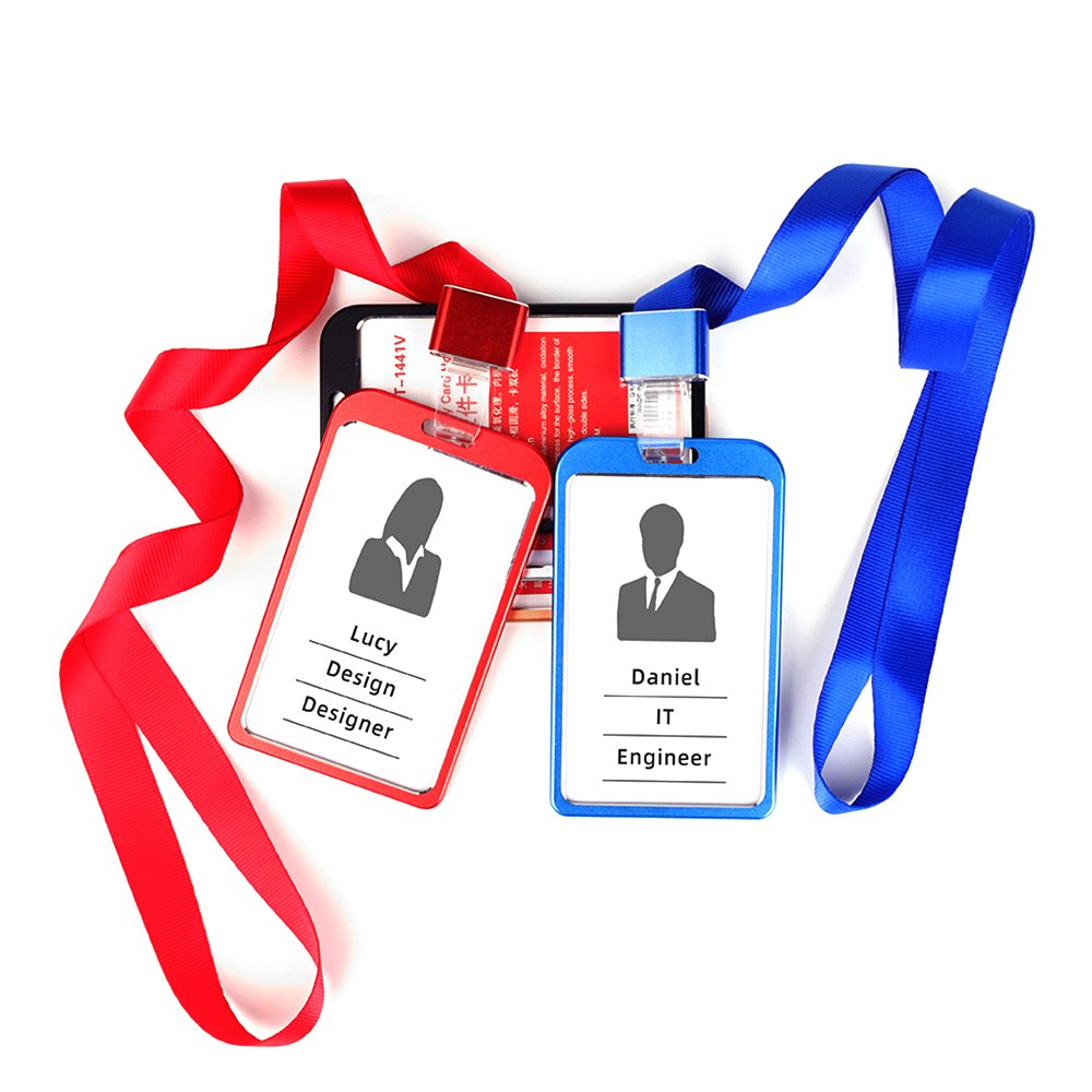 Premium Quality Aluminum Alloy Vertical ID Card Holder Lightweight Badge Protector Metal Card ID Badge Holder