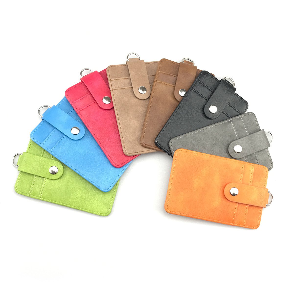 Custom Logo Lambskin PU Leather Thin Business ID Badge Job Neck Lanyard Card Holder for Working