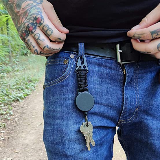retractable keychain retractable keychain badge holder Belt Clip with Multitool Carabiner for camping