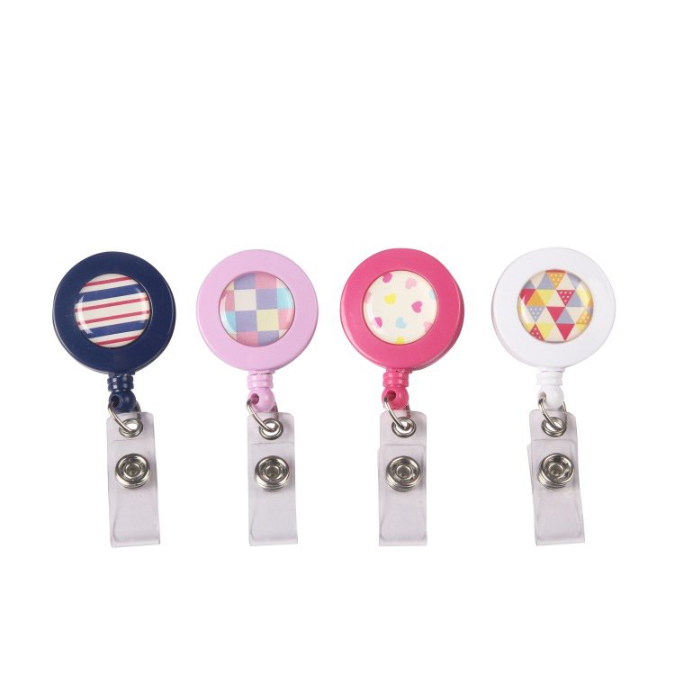 Wholesale round Plastic Yoyo Key Holder Sublimation Retractable Badge Reel with Metal Alligator Clip