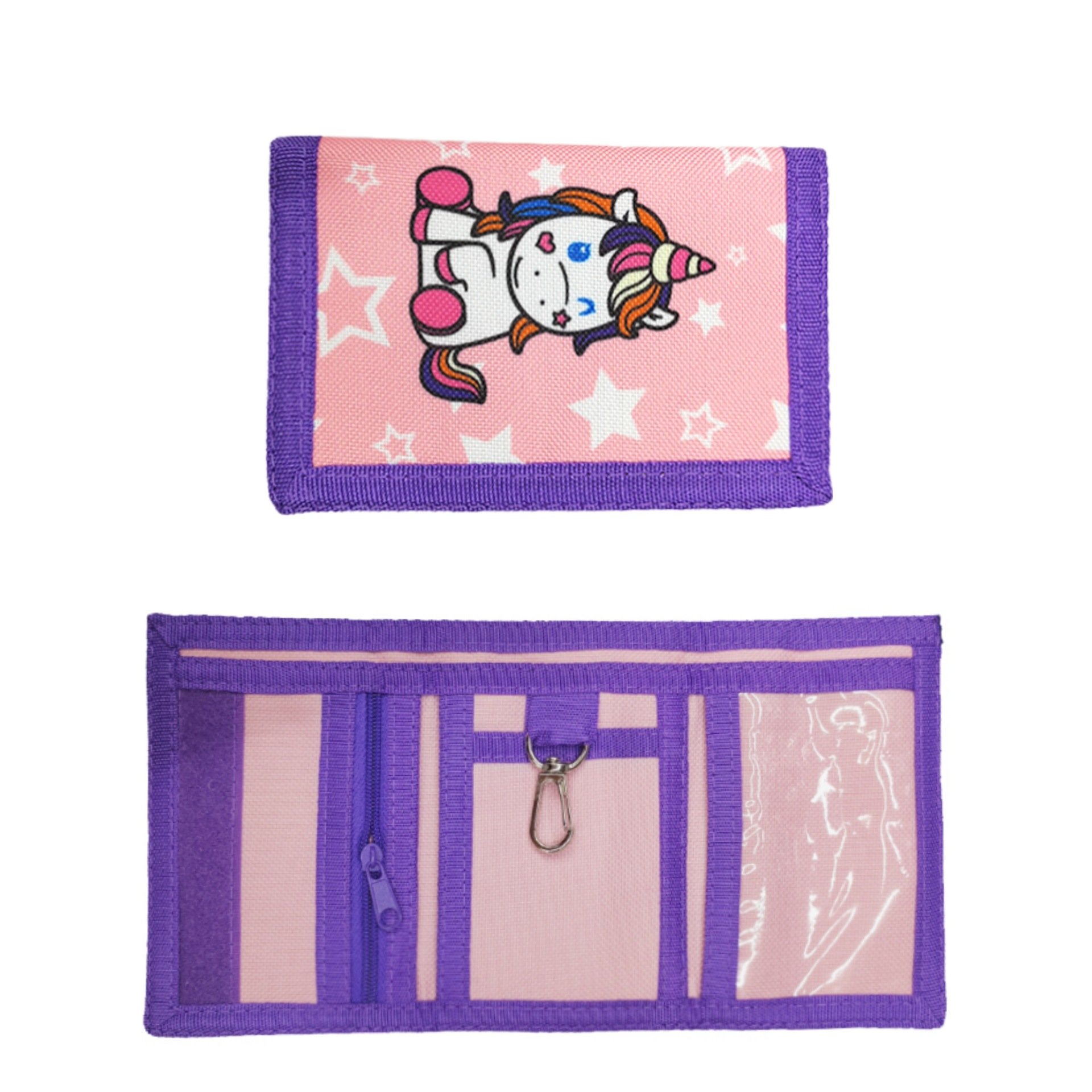 Customizable Hanging rope student children's wallet anime cartoon unicorn wallet gift folding football ID card holder