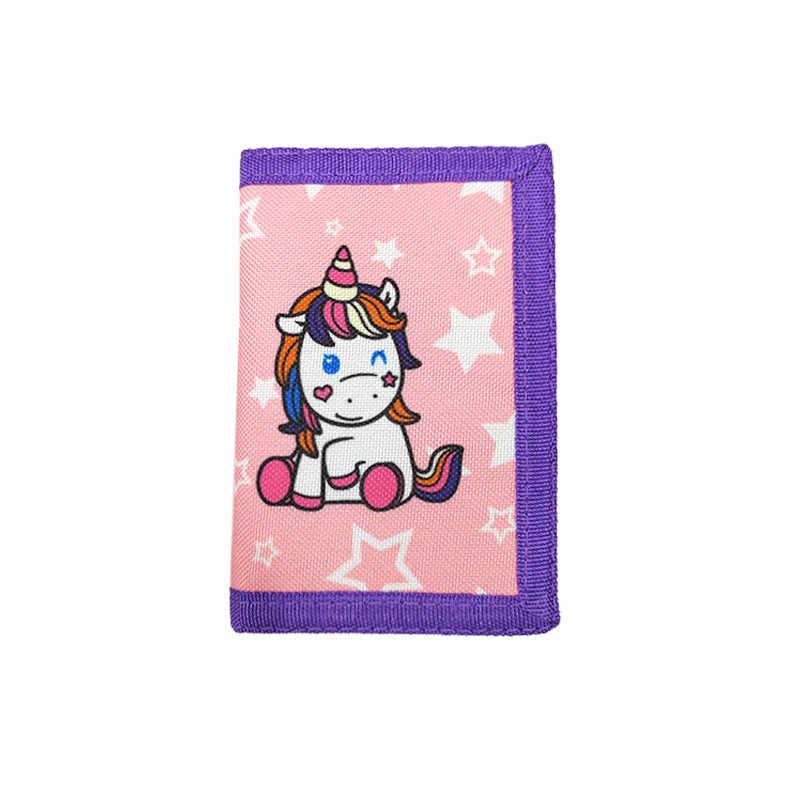 Customizable Hanging rope student children's wallet anime cartoon unicorn wallet gift folding football ID card holder