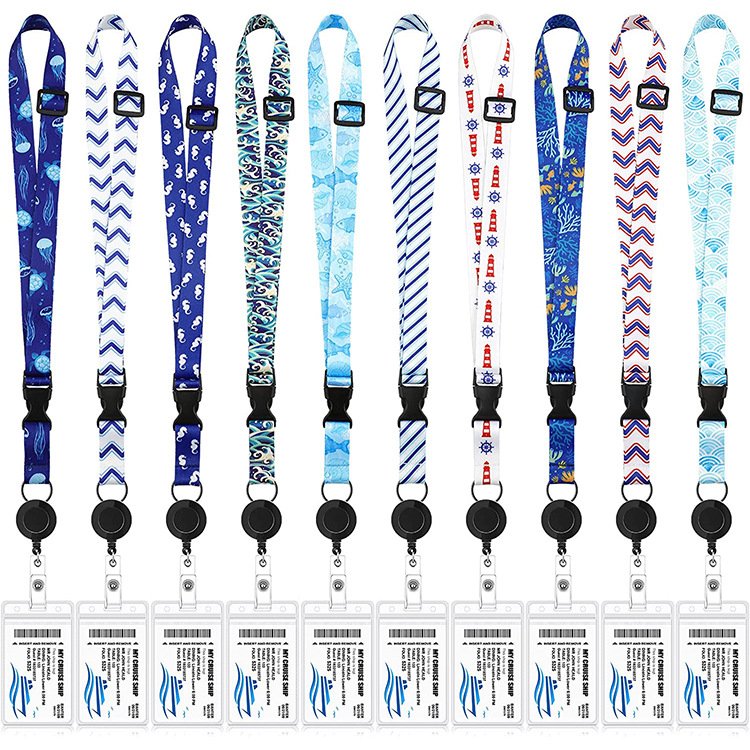 Cheap Custom Wholesale Price Anime Lanyard With ID Card Holder Insert Adjustable Ladder Web Lanyard Buckle Retractable Lanyard