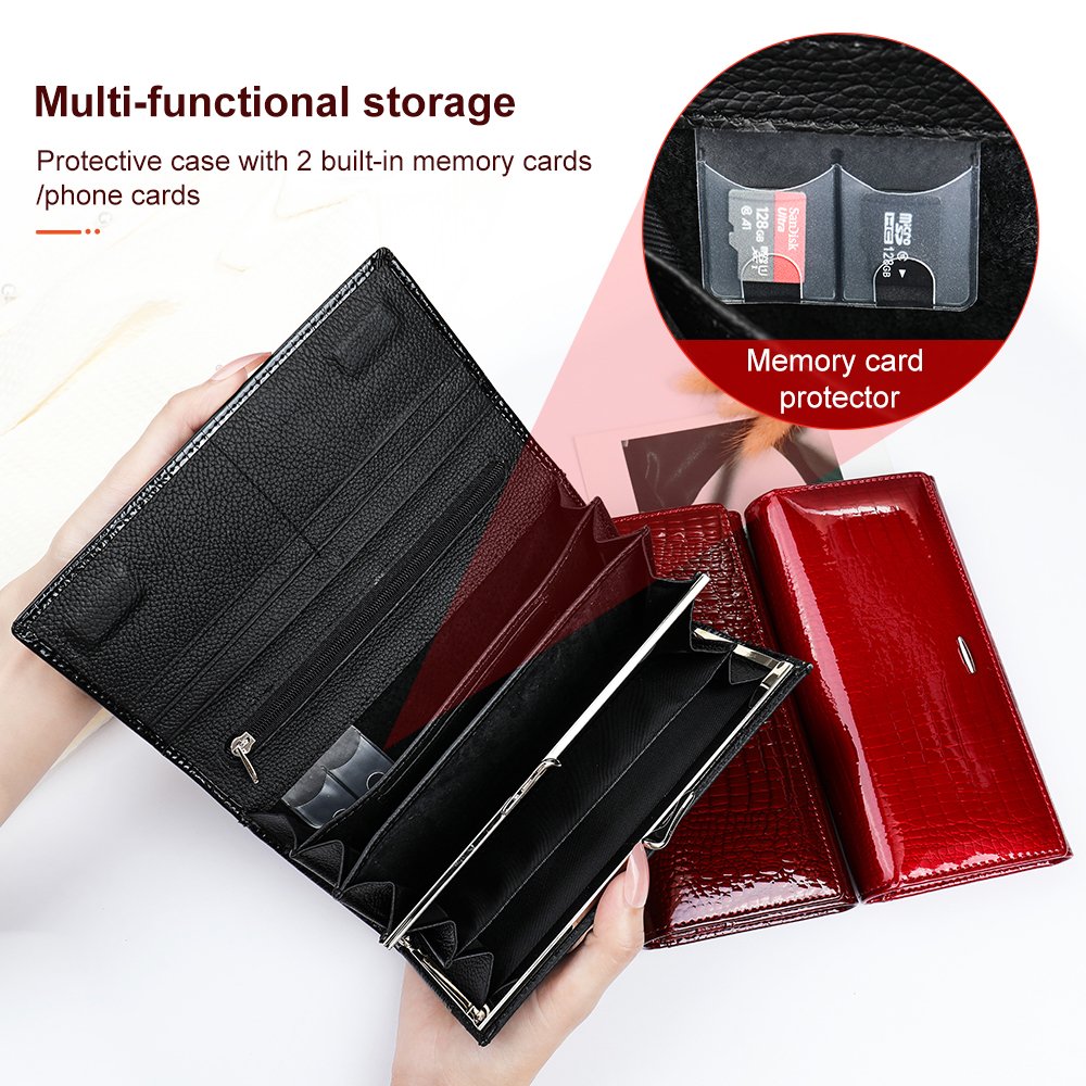 Custom Crocodile Embossed Women Purse Credit Card Holder Ladies Clutch Long Wallet Genuine Leather Wallet for Women
