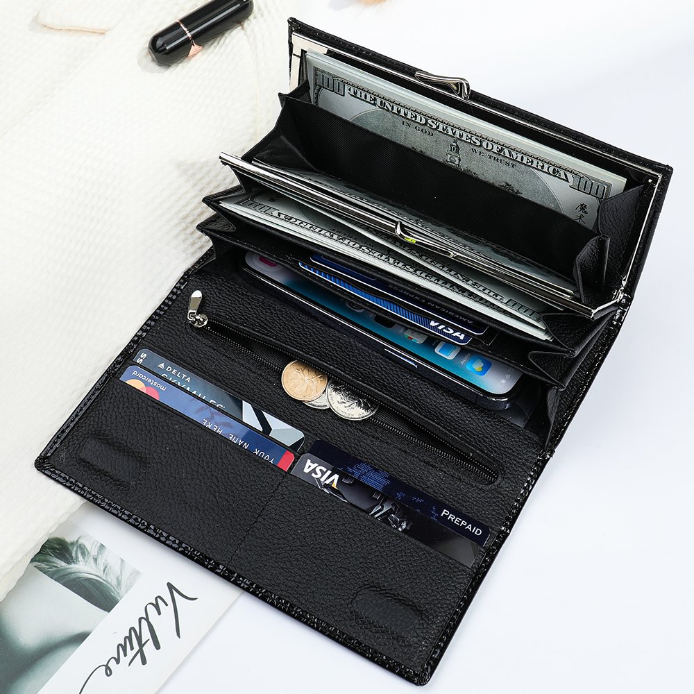 Custom Crocodile Embossed Women Purse Credit Card Holder Ladies Clutch Long Wallet Genuine Leather Wallet for Women