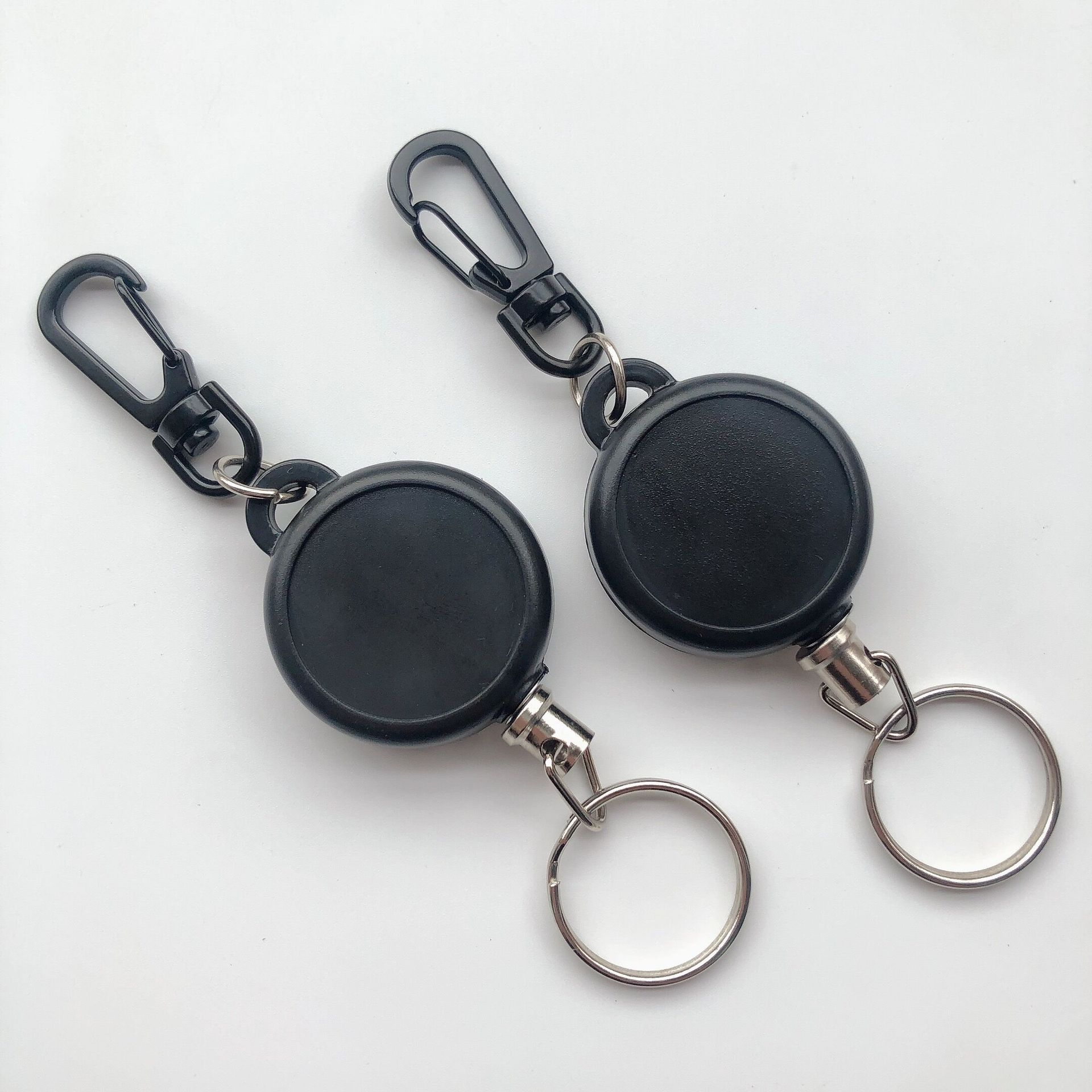 Pullther retractable keychain badge holder scroll clip ID badge holder with steel wire rope ID card holder lanyard