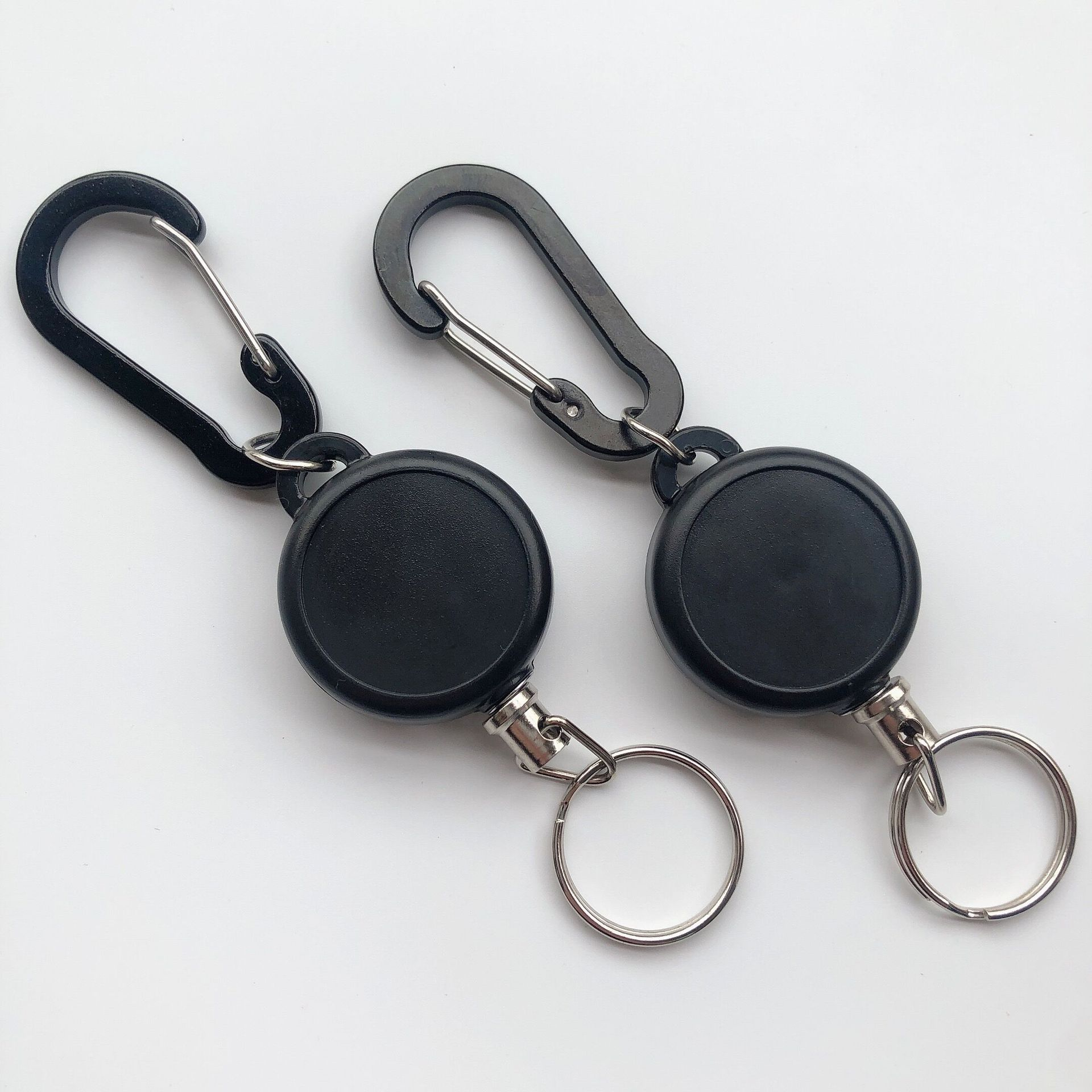 Pullther retractable keychain badge holder scroll clip ID badge holder with steel wire rope ID card holder lanyard