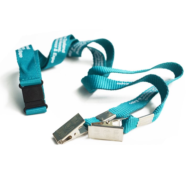 Promotional Sublimation Silkscreen Printed Breakaway ID Holder Lanyard Neck Strap Custom Logo with Double Metal Bulldog Clip