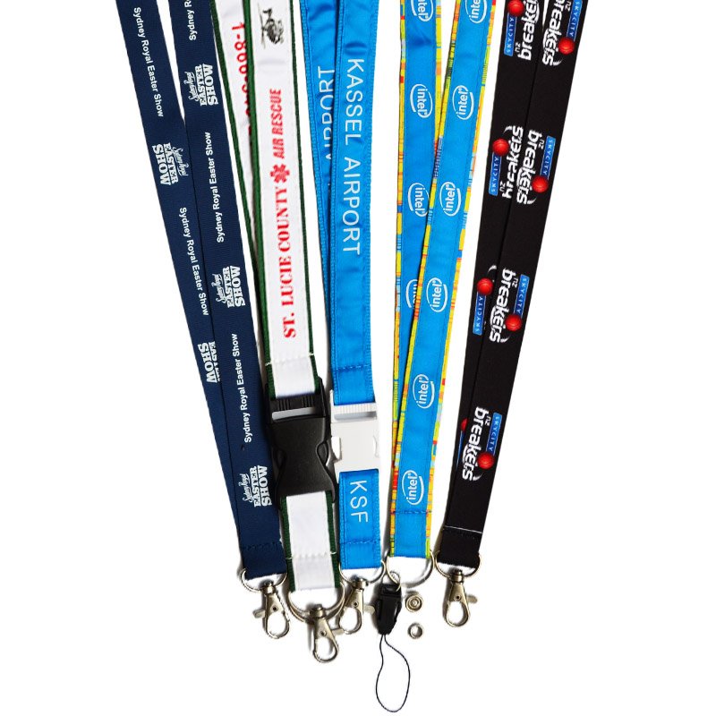 Promotional Sublimation Silkscreen Printed Breakaway ID Holder Lanyard Neck Strap Custom Logo with Double Metal Bulldog Clip
